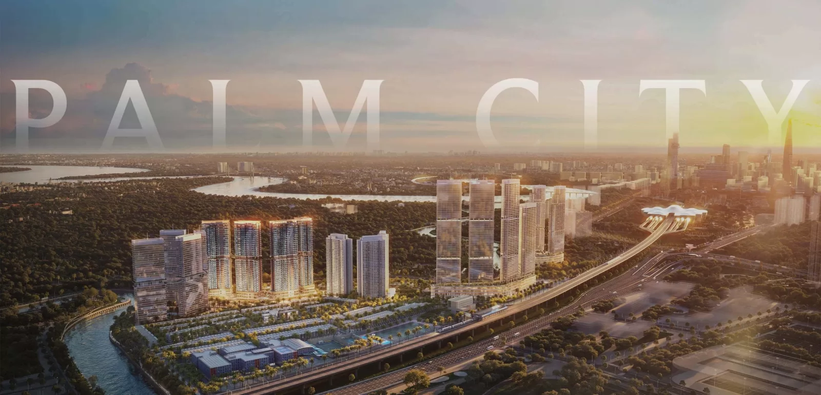 Phối cảnh tổng thể dự án căn hộ Palm River bên bờ sông Giồng Ông Tố