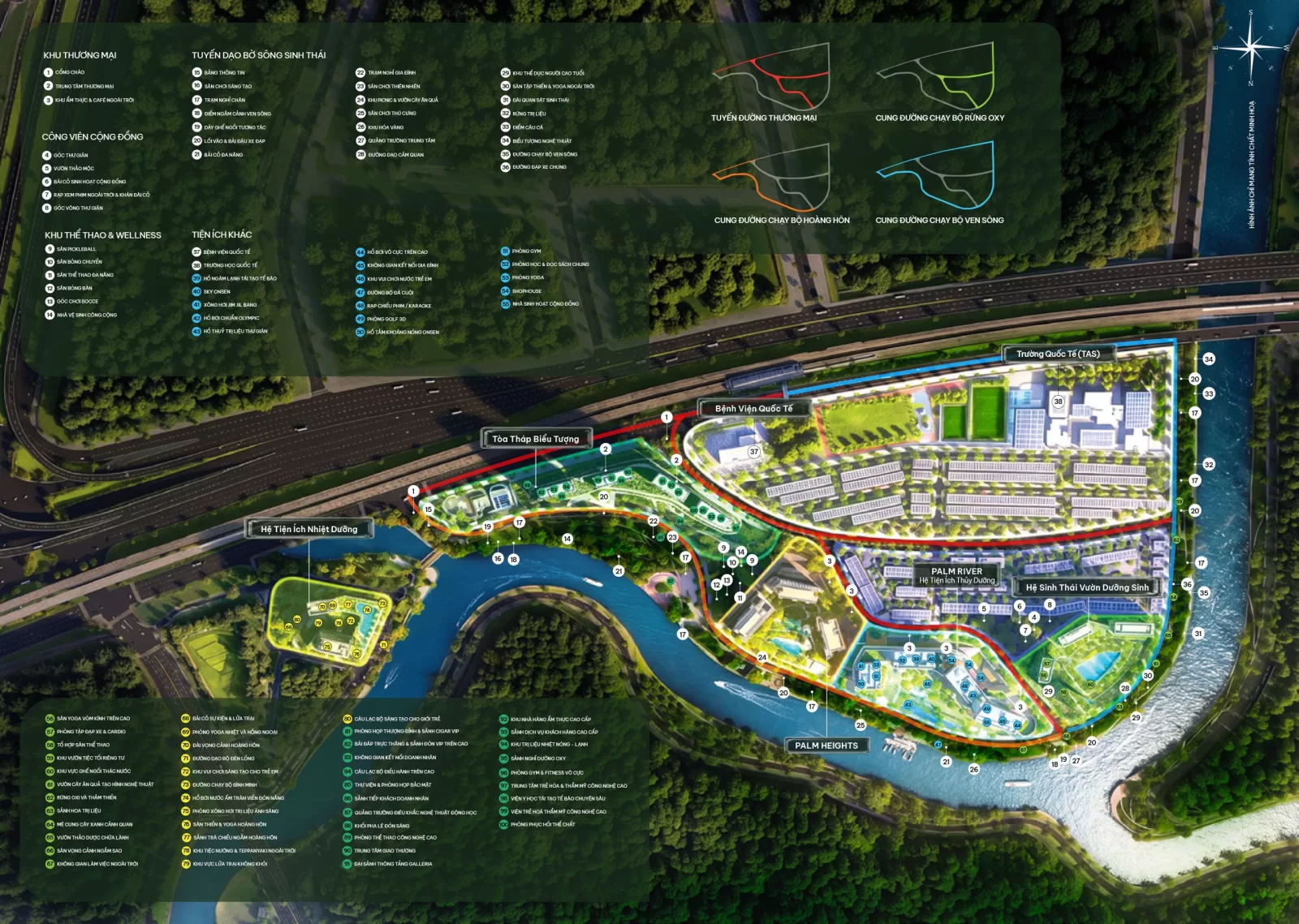 Dải công viên sinh thái ven sông dài 2,7 km bao quanh khu đô thị Palm City