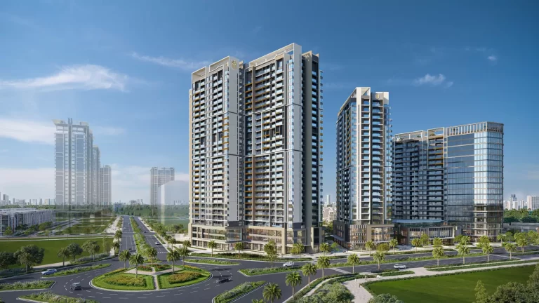 Phối cảnh cụm tháp căn hộ Masteri Cosmo Central nhìn từ đại lộ