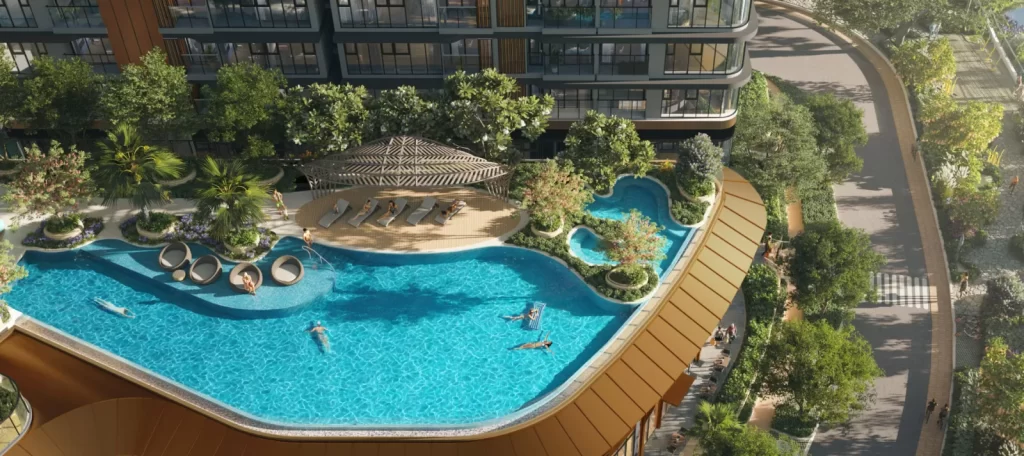 Khu onsen trong hệ tiện ích Eaton Park tại khối đế