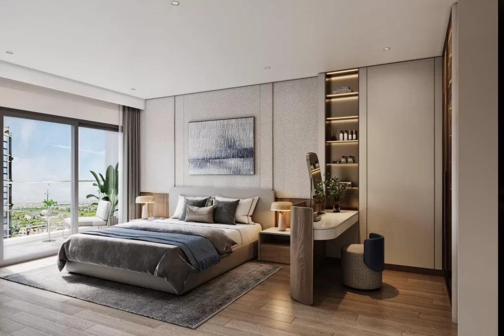 Phòng ngủ căn hộ 2 phòng ngủ Masteri Cosmo Central