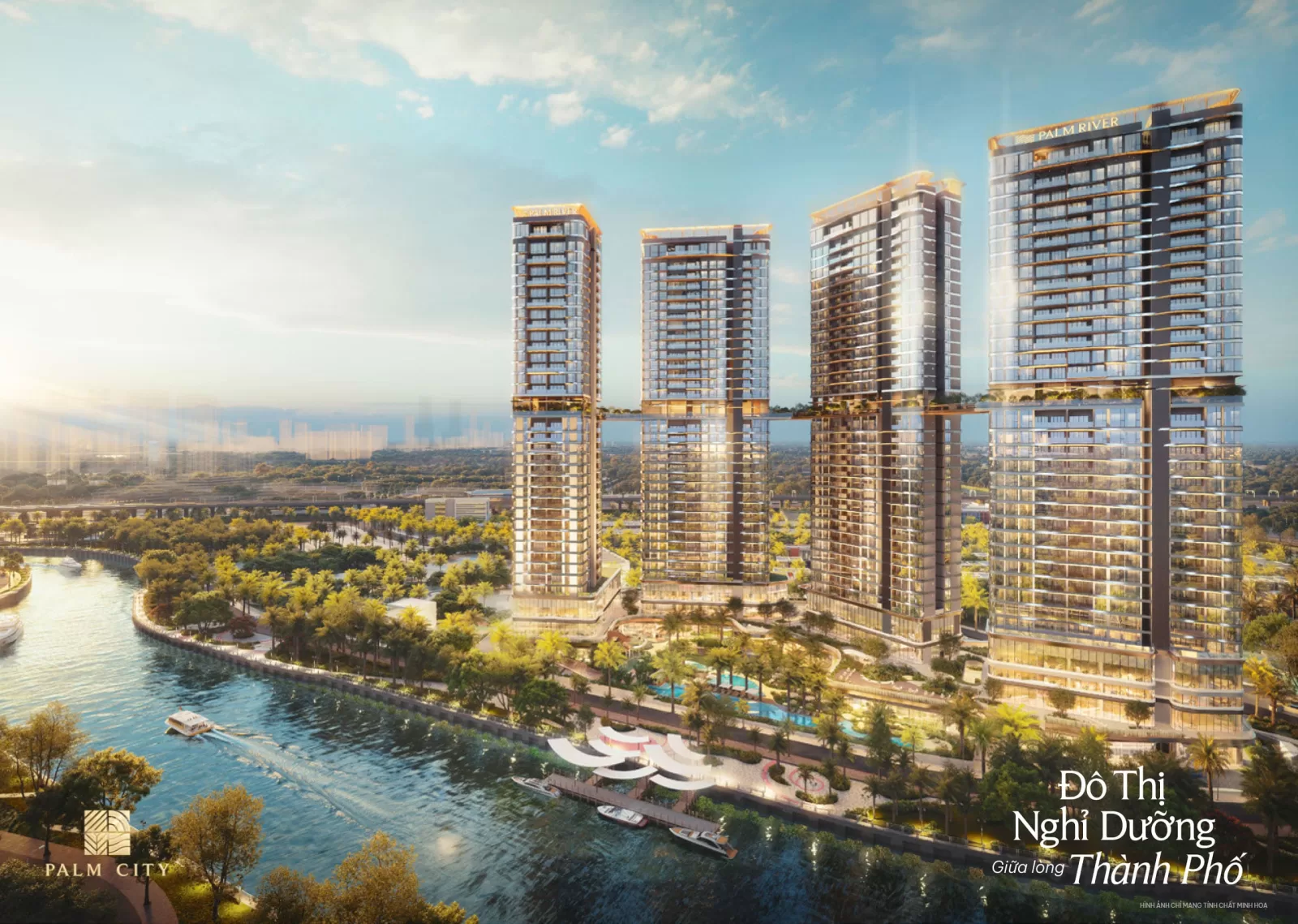 Tổ hợp hồ bơi vô cực và Sky Garden tầng 20 dự án Palm River
