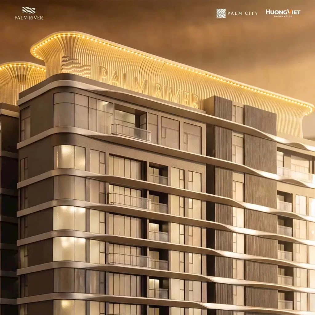Chi tiết mái và chữ PALM RIVER trên sa bàn nhà mẫu