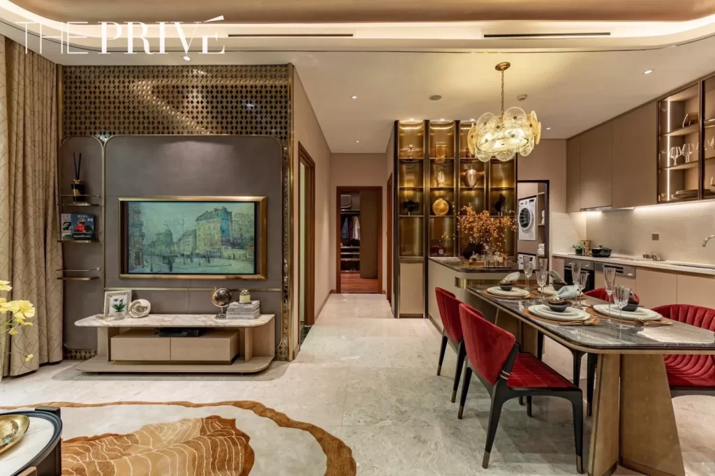 Phòng khách nhà mẫu 2 phòng ngủ The Privé, nhóm căn dễ cho thuê The Privé nhất