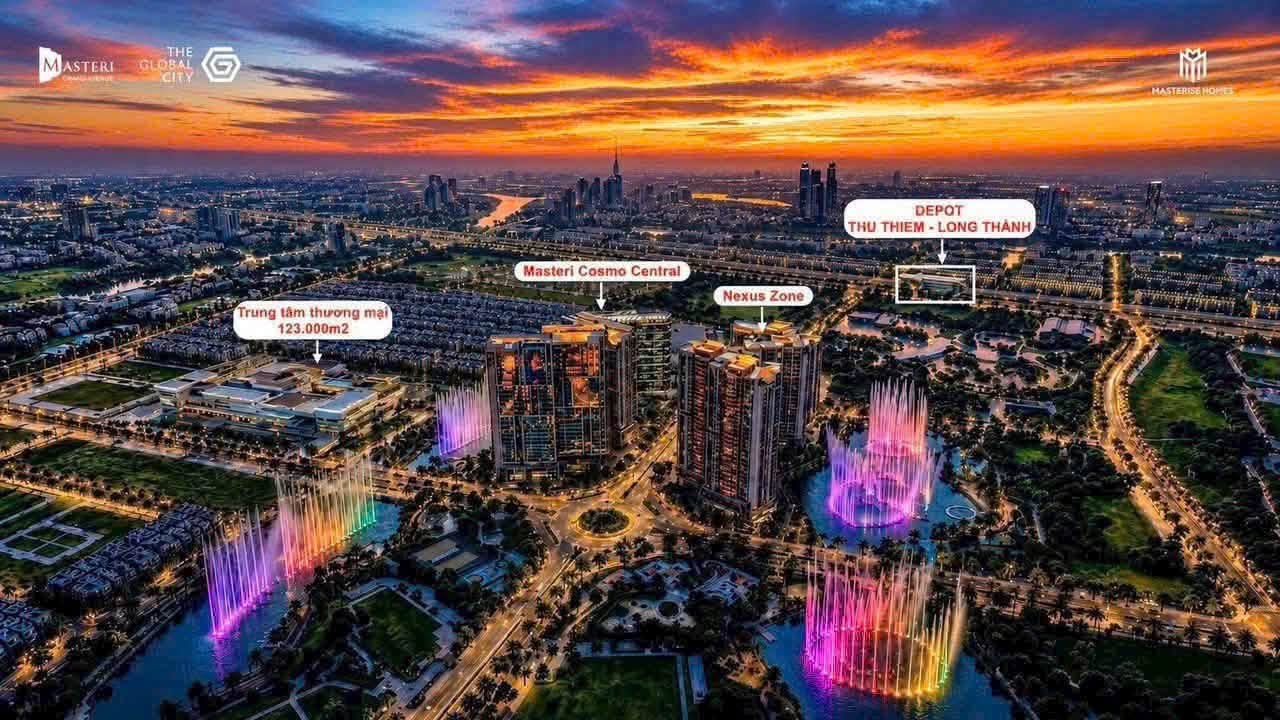Toàn cảnh vị trí Masteri Cosmo Central và The Global City về chiều