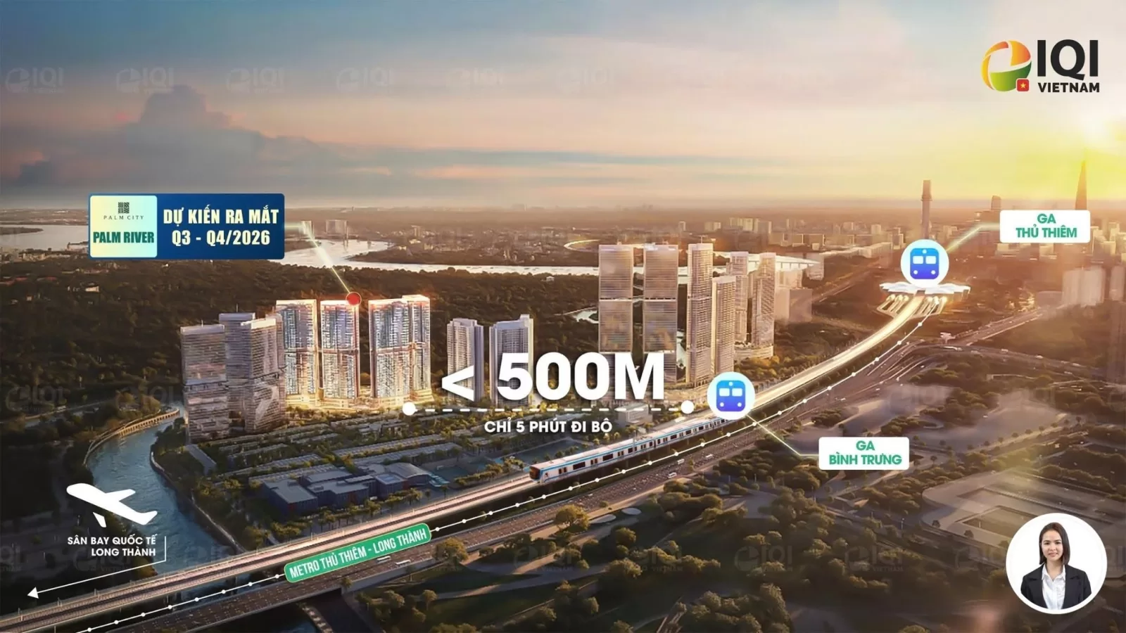 Sơ đồ vị trí phân khu căn hộ Palm River ven sông Giồng Ông Tố