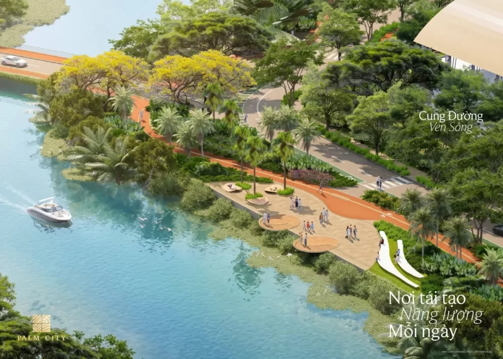 Cung đường tản bộ ven sông trong khu đô thị Palm City