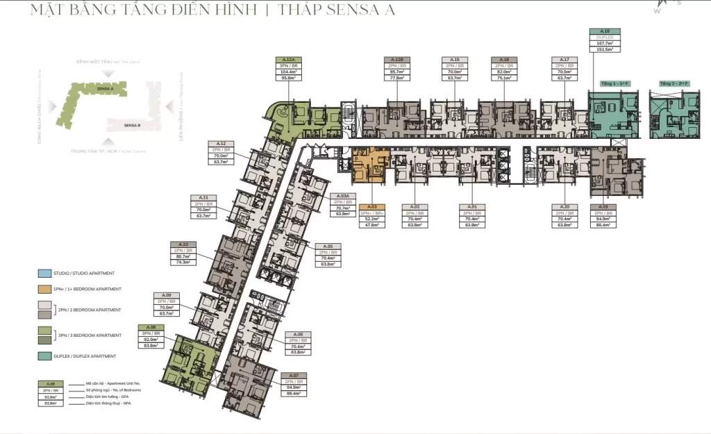 Mặt bằng tầng điển hình tháp Sensa A của căn hộ Imperia Sensa Park