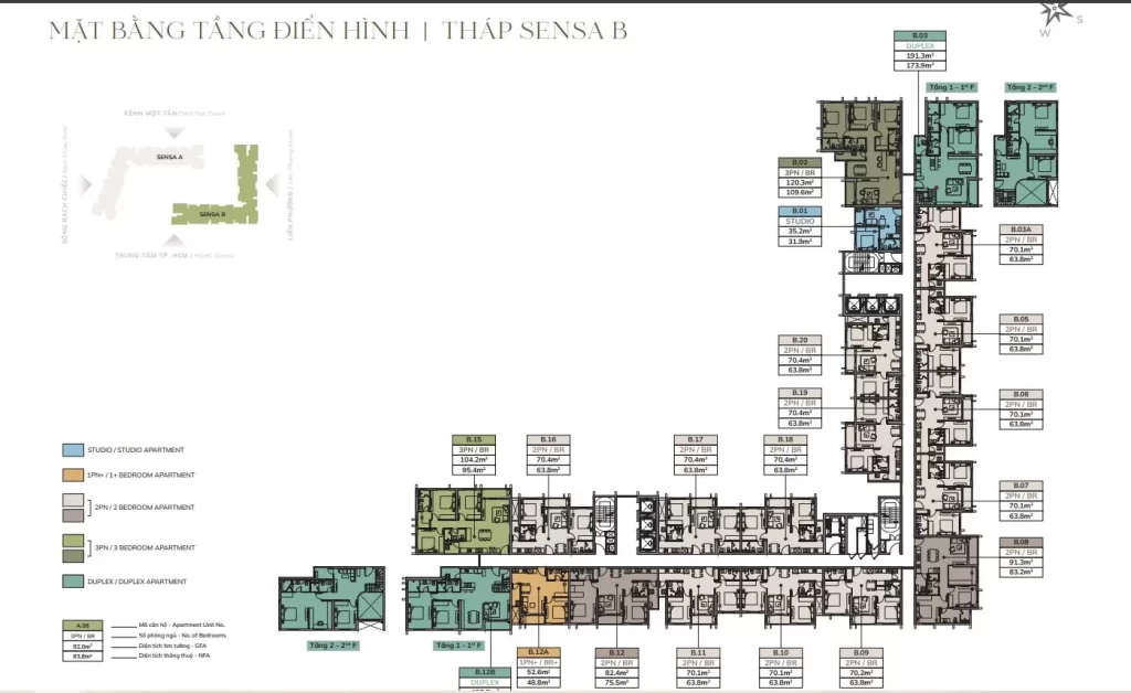 Mặt bằng tầng điển hình tháp Sensa B của căn hộ Imperia Sensa Park