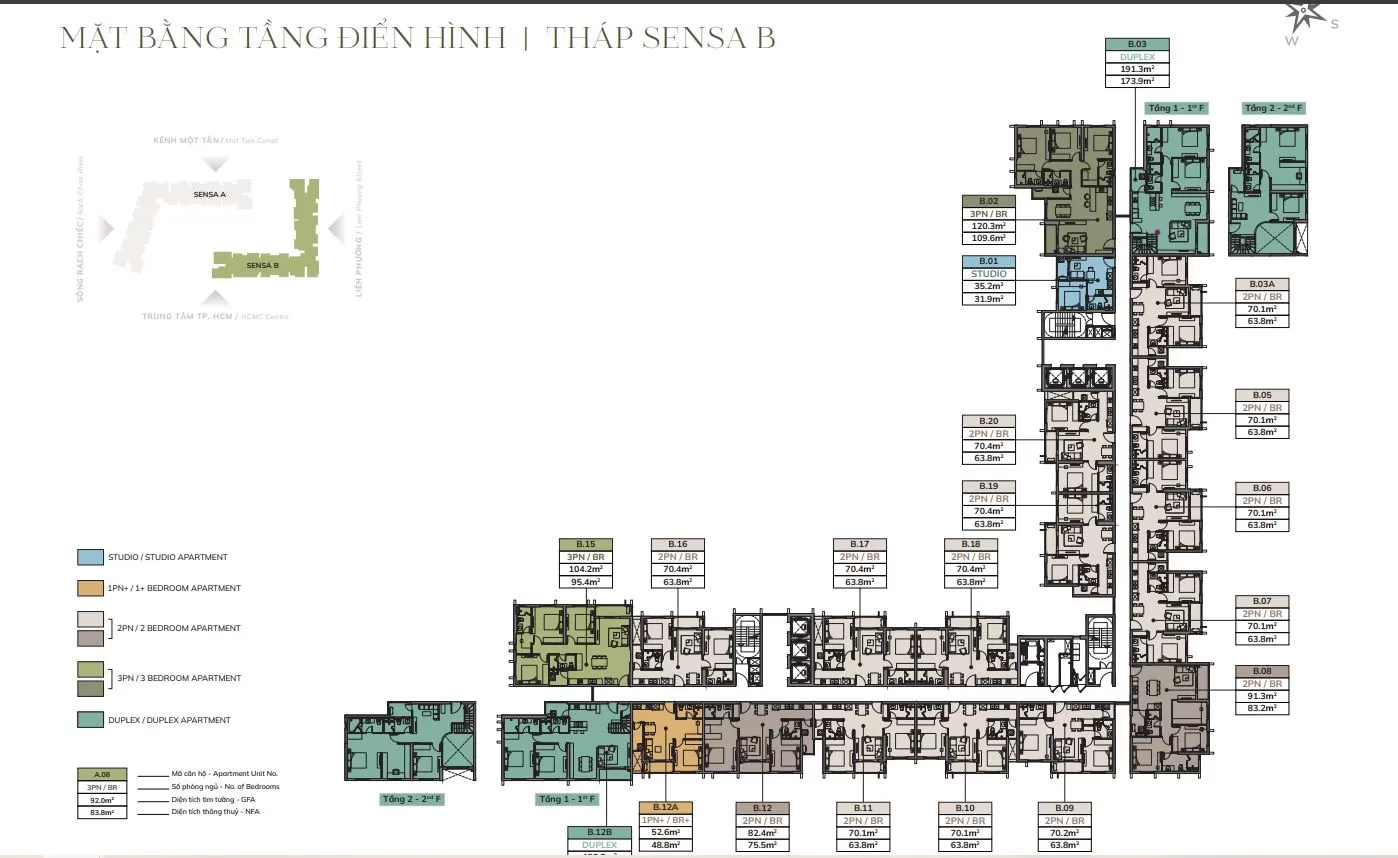 Mặt bằng tầng điển hình tháp Sensa B của căn hộ Imperia Sensa Park