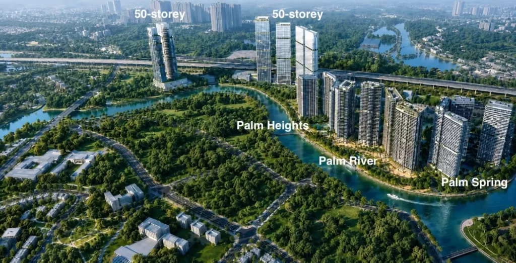 Sơ đồ sáu phân khu của khu đô thị Palm City