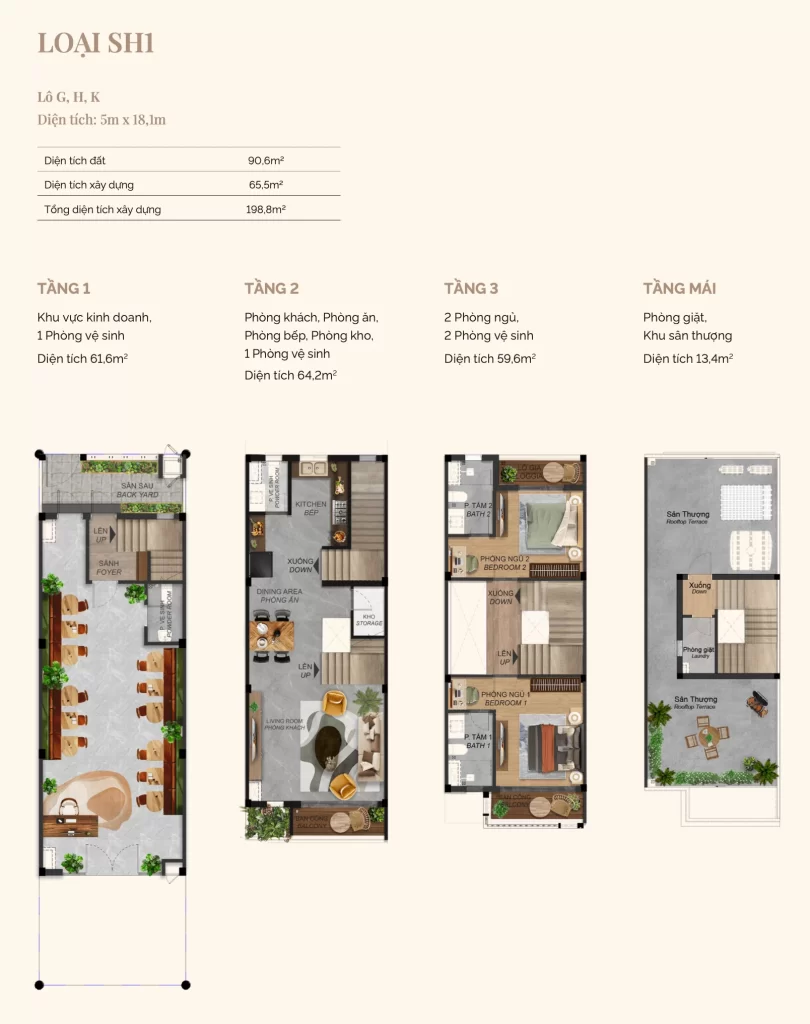 Layout mat bang Shophouse thuong mai Loai SH1 Springville