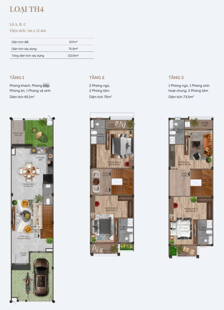Layout mat bang Nha pho vuon Townhouse Loai TH4 Springville