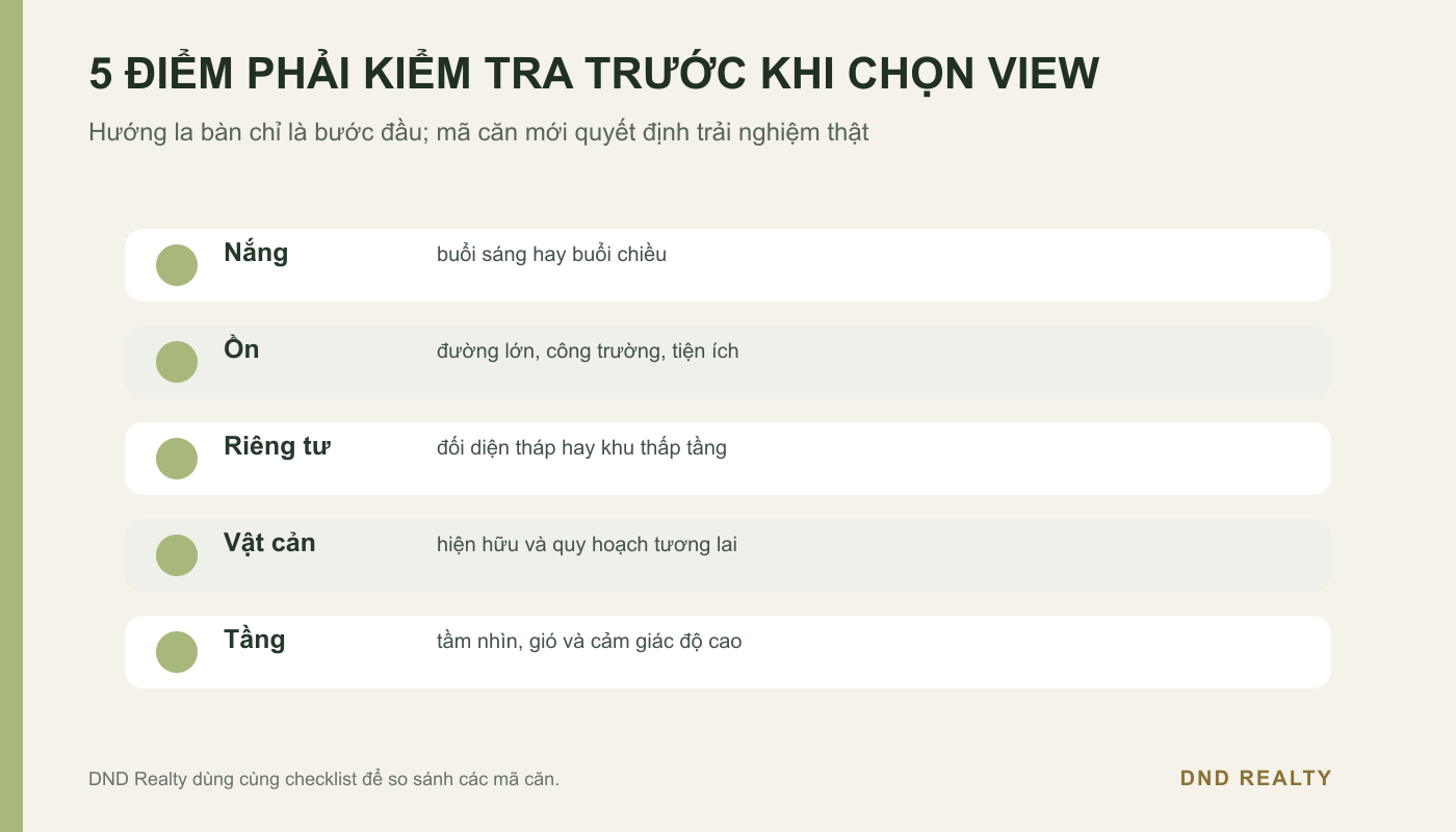 Năm điểm kiểm tra trước khi chọn hướng view Imperia Sensa Park