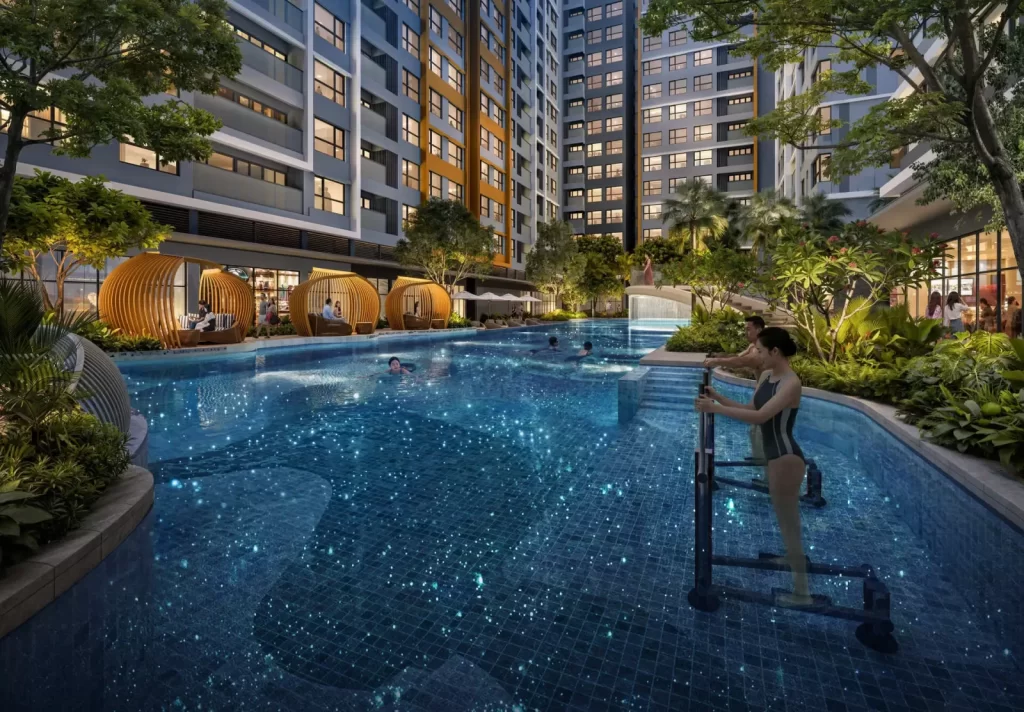 Hồ bơi Ngân Hà với hệ chòi tắm nắng và khu thể dục dưới nước, Gladia Heights