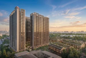 Phối cảnh tổng thể căn hộ Imperia Sensa Park với khối tháp và khu thấp tầng