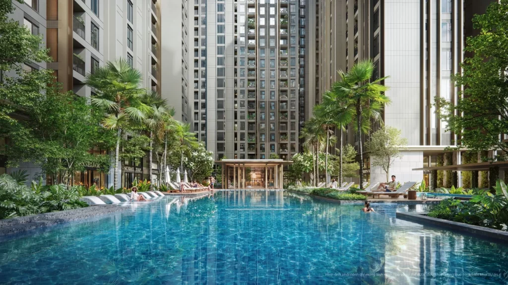 Hồ bơi ngoài trời trong khu tiện ích căn hộ Imperia Sensa Park