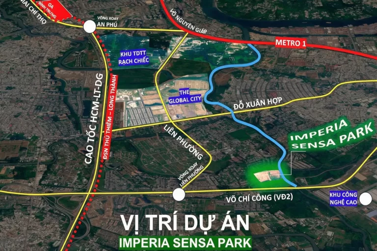 Bản đồ vị trí Imperia Sensa Park trên trục Võ Chí Công, Vành đai 2