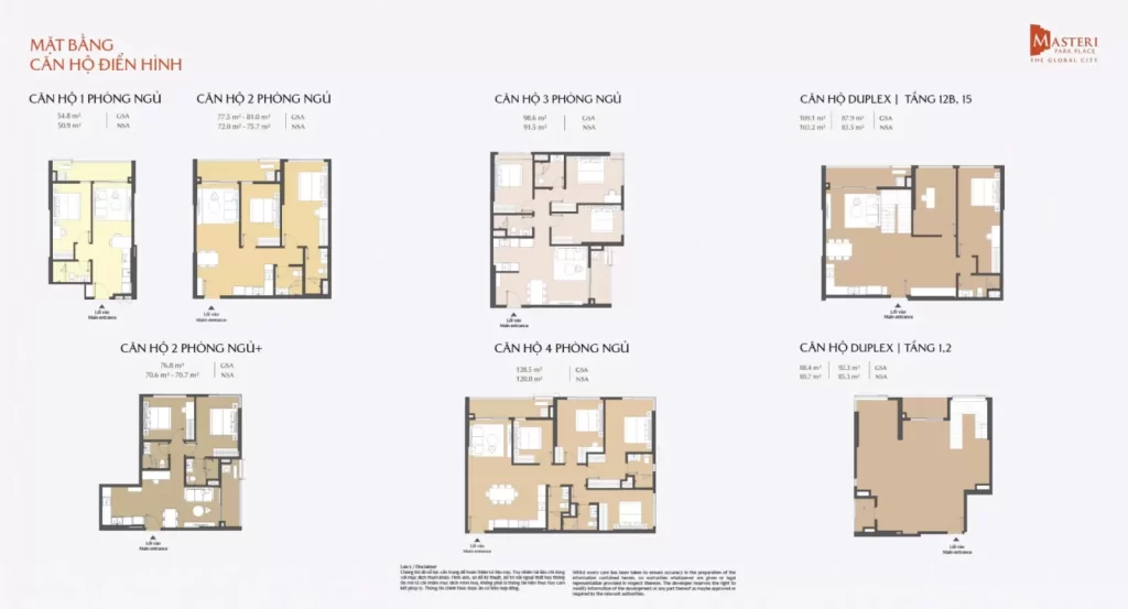 Mặt Bằng Masteri Cosmo Central: Chi Tiết 6 Tháp 19–29 Tầng & 9 Loại Layout Căn Hộ