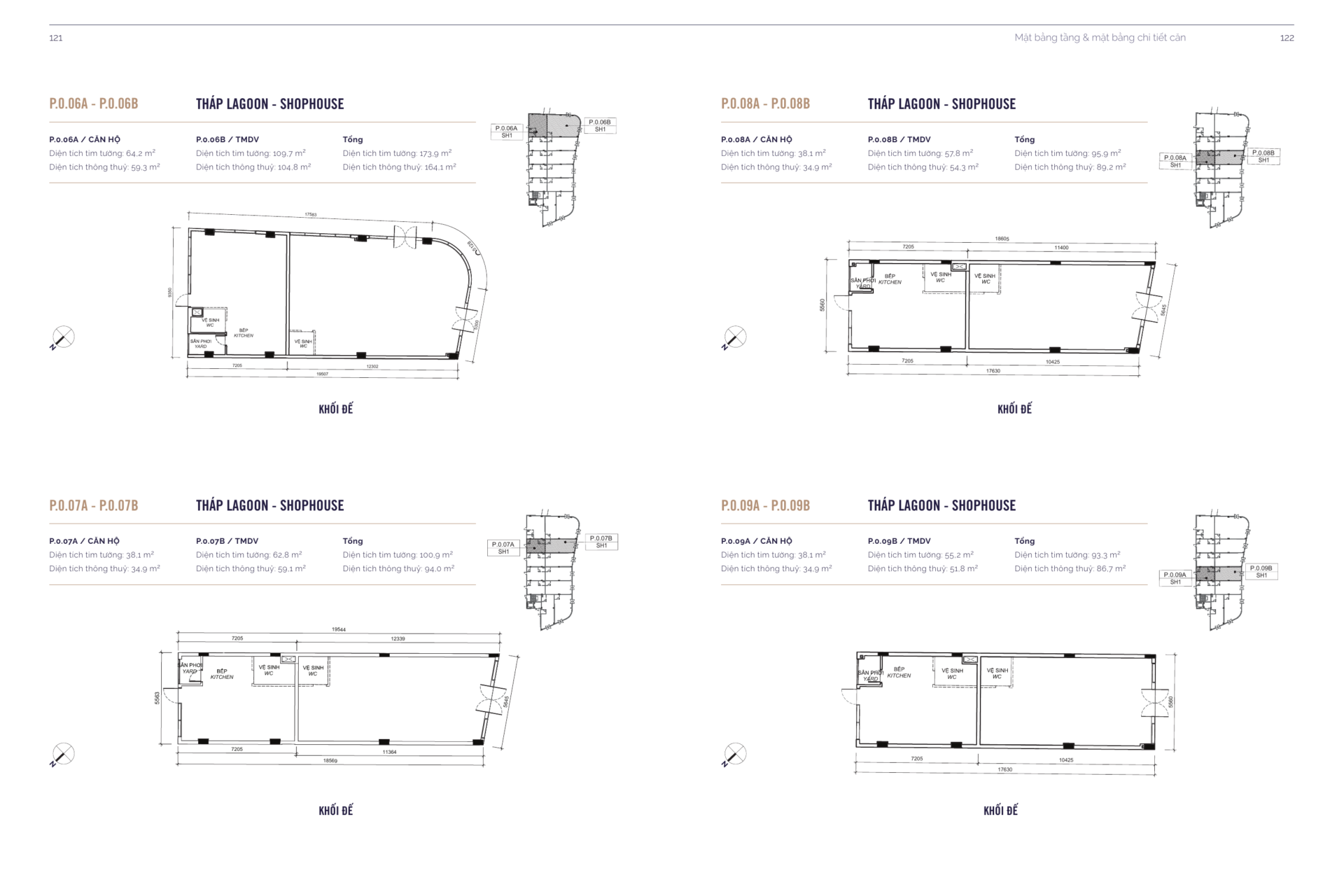 Layout shophouse Eaton Park SH1 Lagoon P.0.06 đến P.0.09