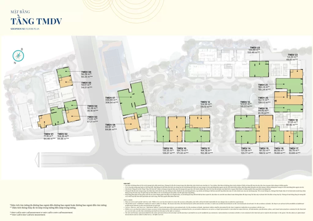 Mặt bằng 23 căn thương mại dịch vụ tại Gladia Heights, diện tích 50,38 đến 330,89 m²