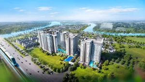 Phối cảnh tổng thể dự án Gladia Heights Khang Điền bên sông