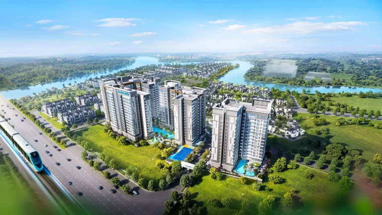 Phối cảnh tổng thể dự án Gladia Heights Khang Điền bên sông