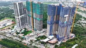 Toàn cảnh flycam tiến độ công trường Eaton Park tháng 9 năm 2026