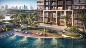 Hồ bơi Lumina tại dự án The Privé Bluemarq về đêm