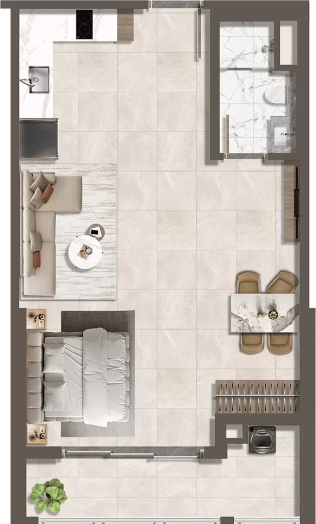 Mặt bằng căn hộ C1 một phòng ngủ của The Privé