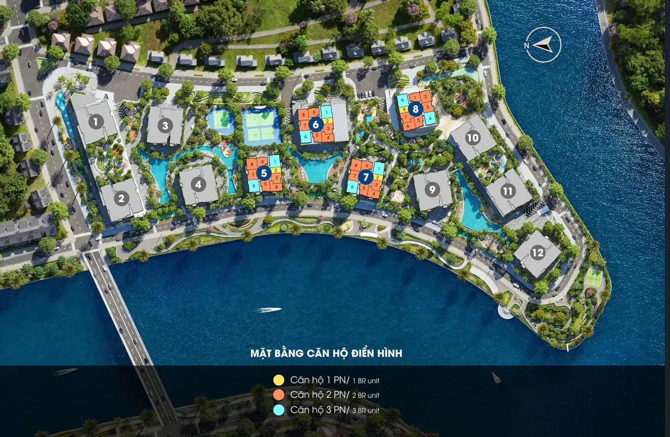 Mặt bằng vị trí kết nối ven sông của The Privé tại Nam Rạch Chiếc