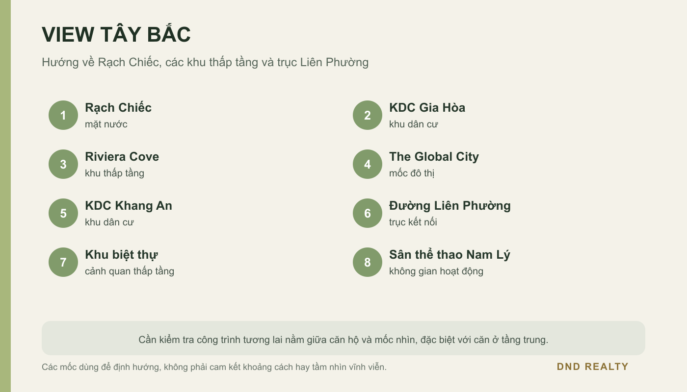 Rạch Chiếc và khu thấp tầng ở phía Tây Bắc