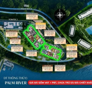 Sơ đồ mặt bằng và bảng giá từng căn hộ Tháp 3 và Tháp 4 Palm River