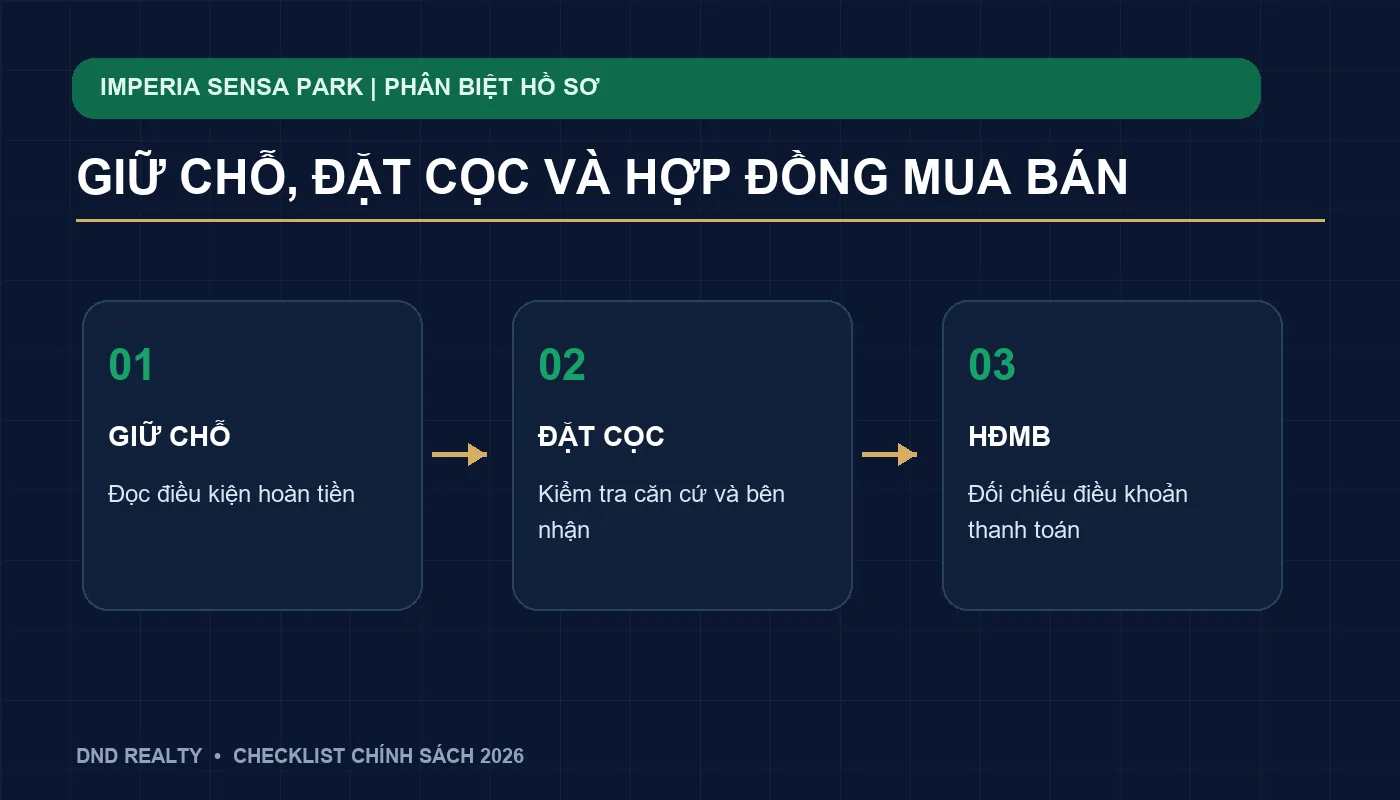 Ba bước giữ chỗ, đặt cọc và hợp đồng mua bán khi mua căn hộ