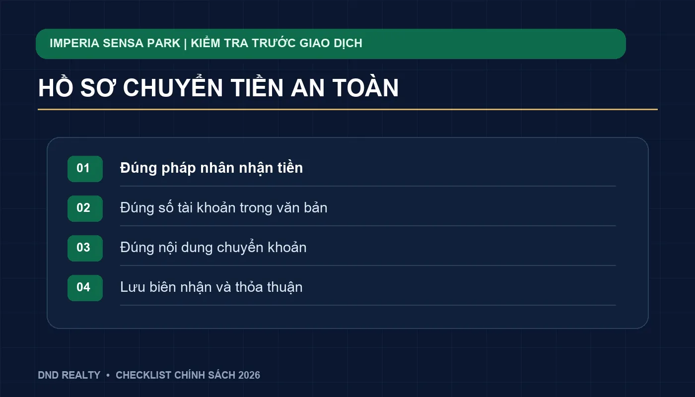 Bốn bước kiểm tra trước khi chuyển tiền booking Imperia Sensa Park