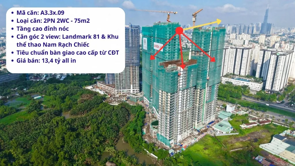 Thông tin căn 2 phòng ngủ góc tháp Cove ký gửi chuyển nhượng tại DND Realty