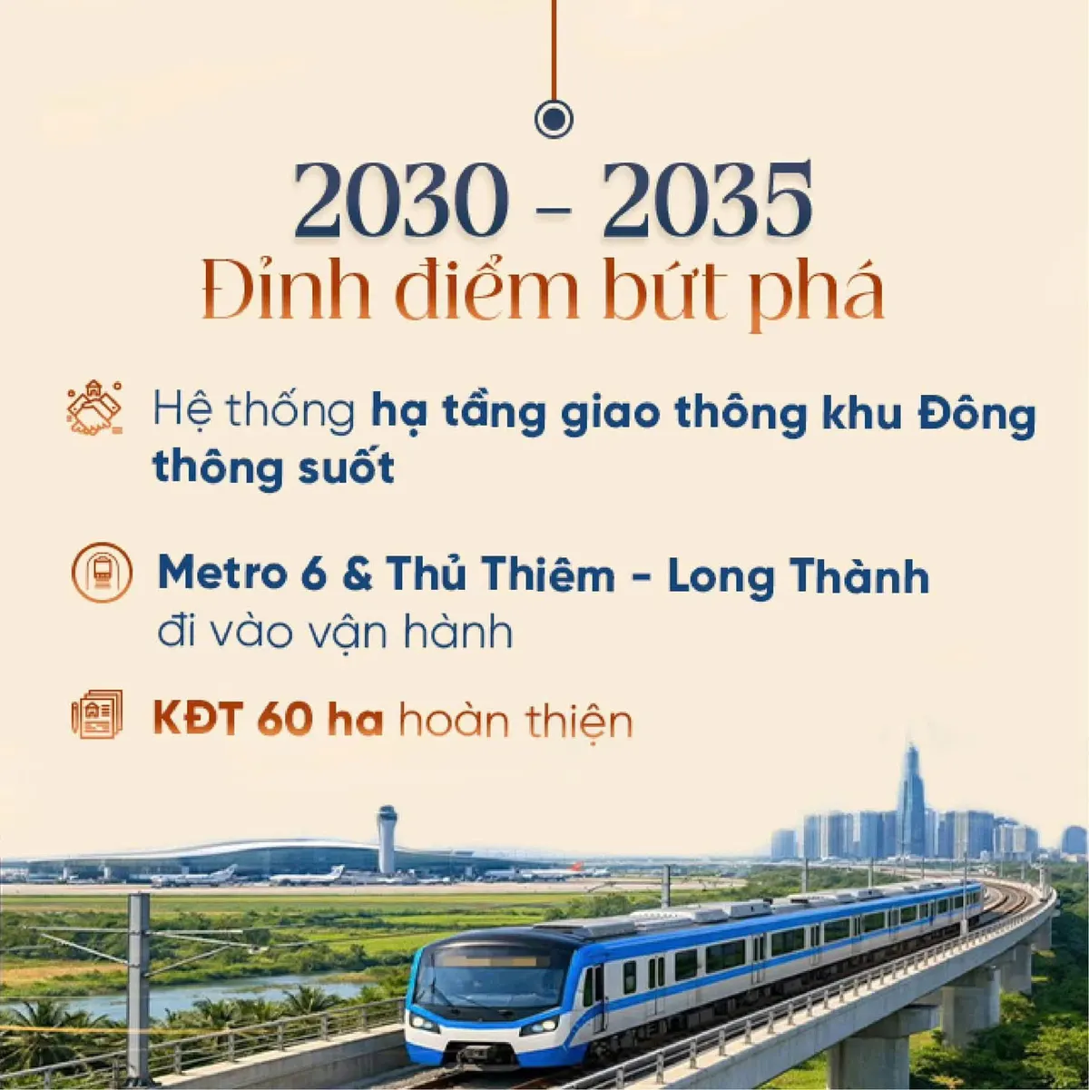 Đỉnh điểm bứt phá hạ tầng khu Đông quanh Gladia Heights giai đoạn 2030–2035