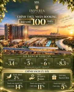 Chính sách bán hàng Imperia Sensa Park: booking 100 triệu, giá từ 3,4 tỷ, Early bird 2%