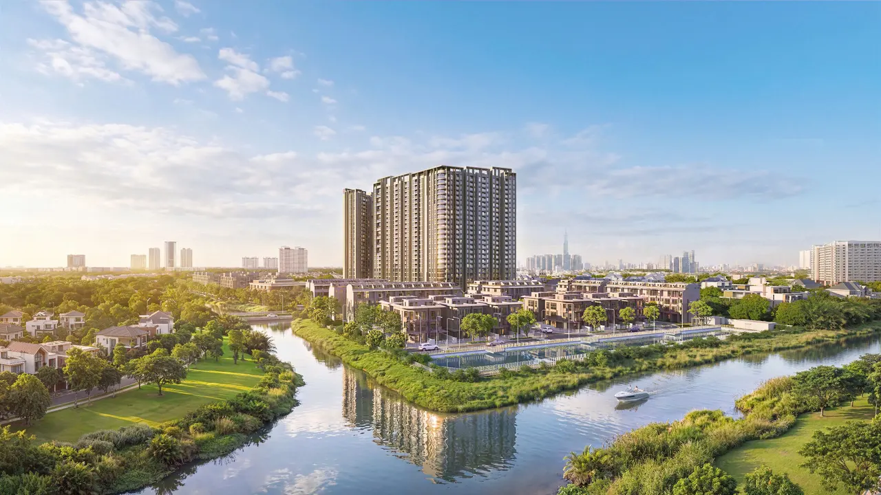 Phối cảnh tổng thể chuỗi tiện ích Imperia Sensa Park ven sông