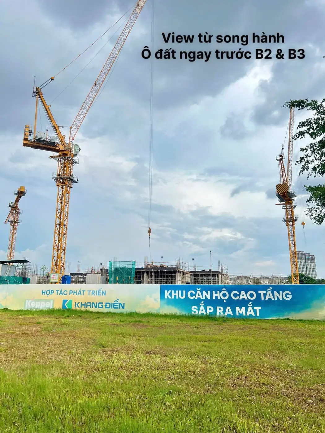Ghi nhận ô đất thi công tháp B2 và B3 tiến độ dự án Gladia Heights từ đường song hành