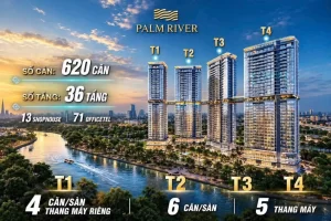 Phối cảnh 4 tòa tháp căn hộ ven sông Palm River Nam Rạch Chiếc