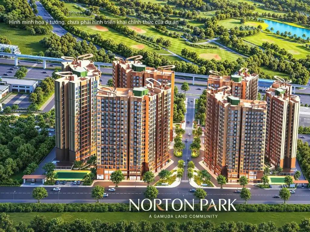 Norton Park: Phối cảnh tổng thể 6 tòa tháp dự án căn hộ Gamuda Land mặt tiền Quốc lộ 13