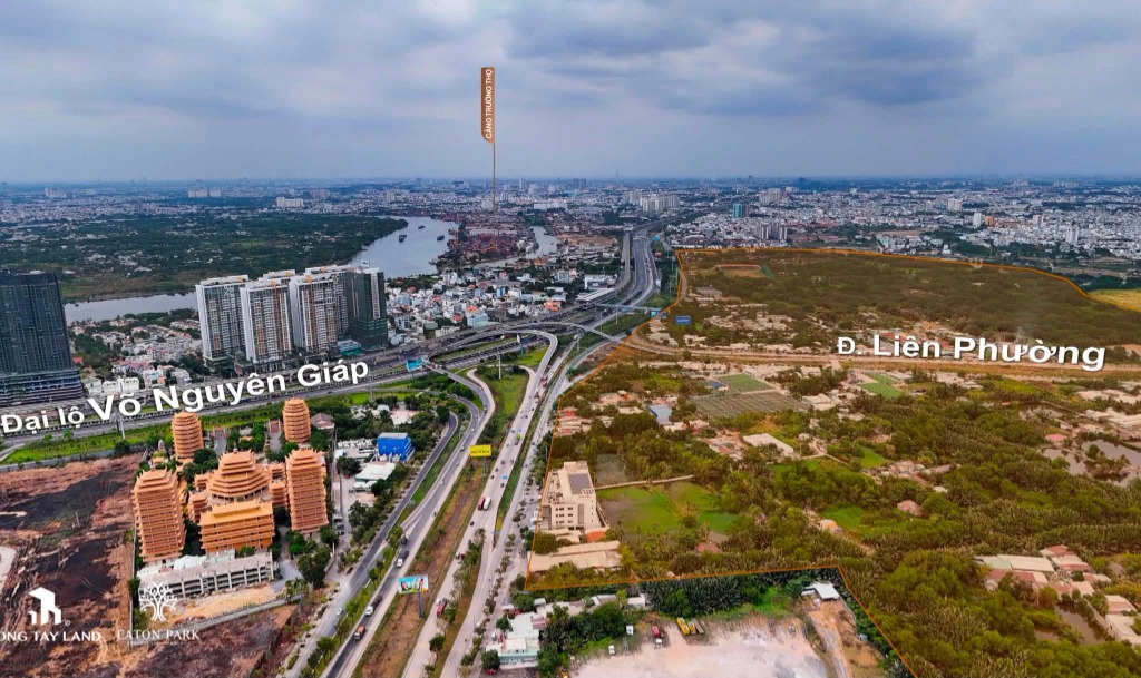 Tầm view quy hoạch đại lộ Võ Nguyên Giáp và đường Liên Phường từ tháp A1 A2 Eaton Park