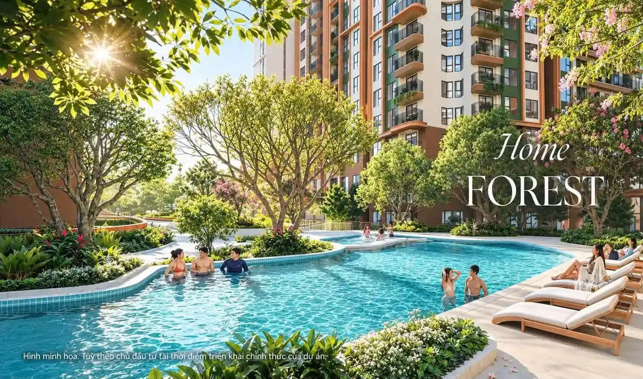 Hồ bơi sinh thái phong cách resort Home Forest tại dự án dự án Gamuda Land