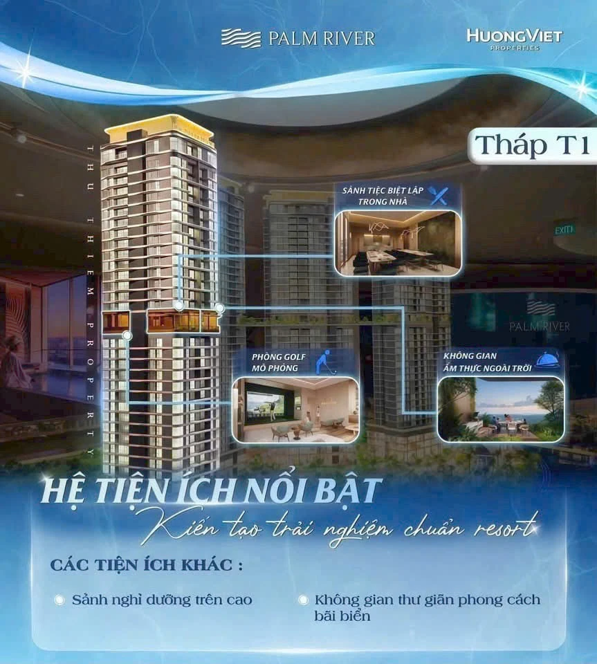 Sơ đồ chi tiết tiện ích Palm River tại Tháp T1