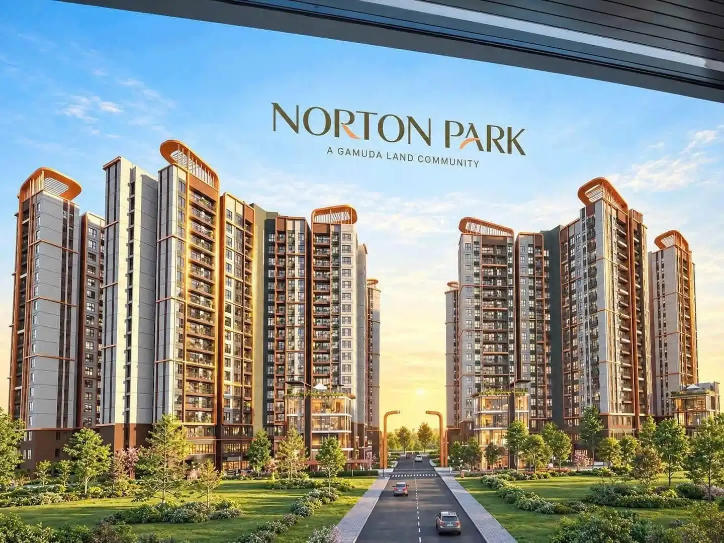 Norton Park: Phối cảnh tuyến đường thương mại nội khu kết nối 2 phân khu dự án Gamuda Land