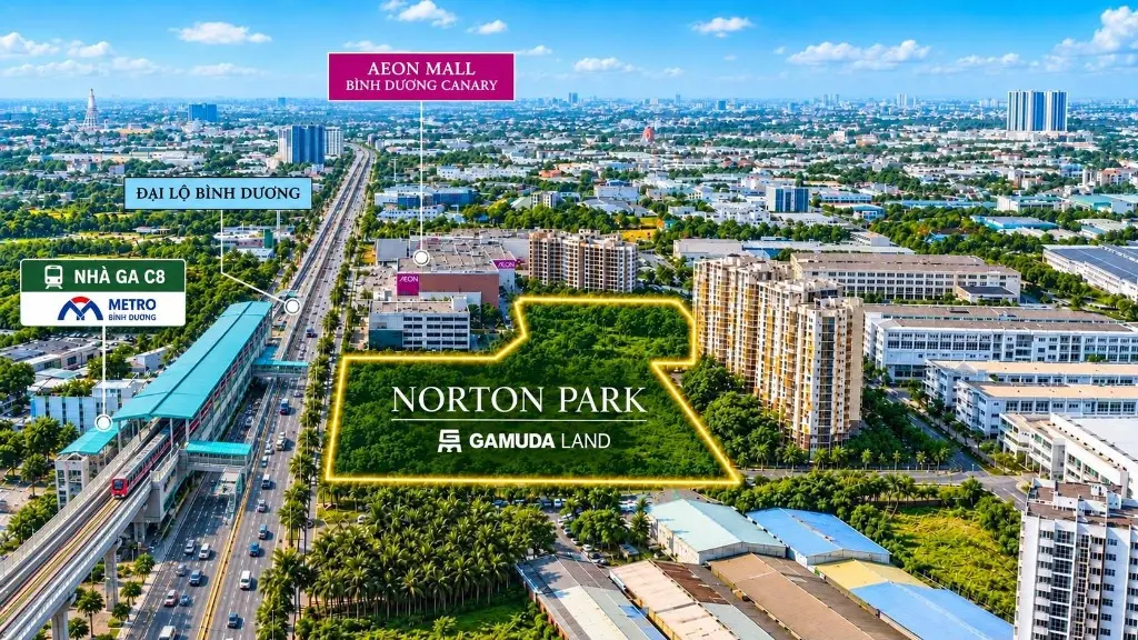 Vị trí thực tế dự án căn hộ dự án Gamuda Land mặt tiền Đại lộ Bình Dương, kế cận Aeon Mall Canary