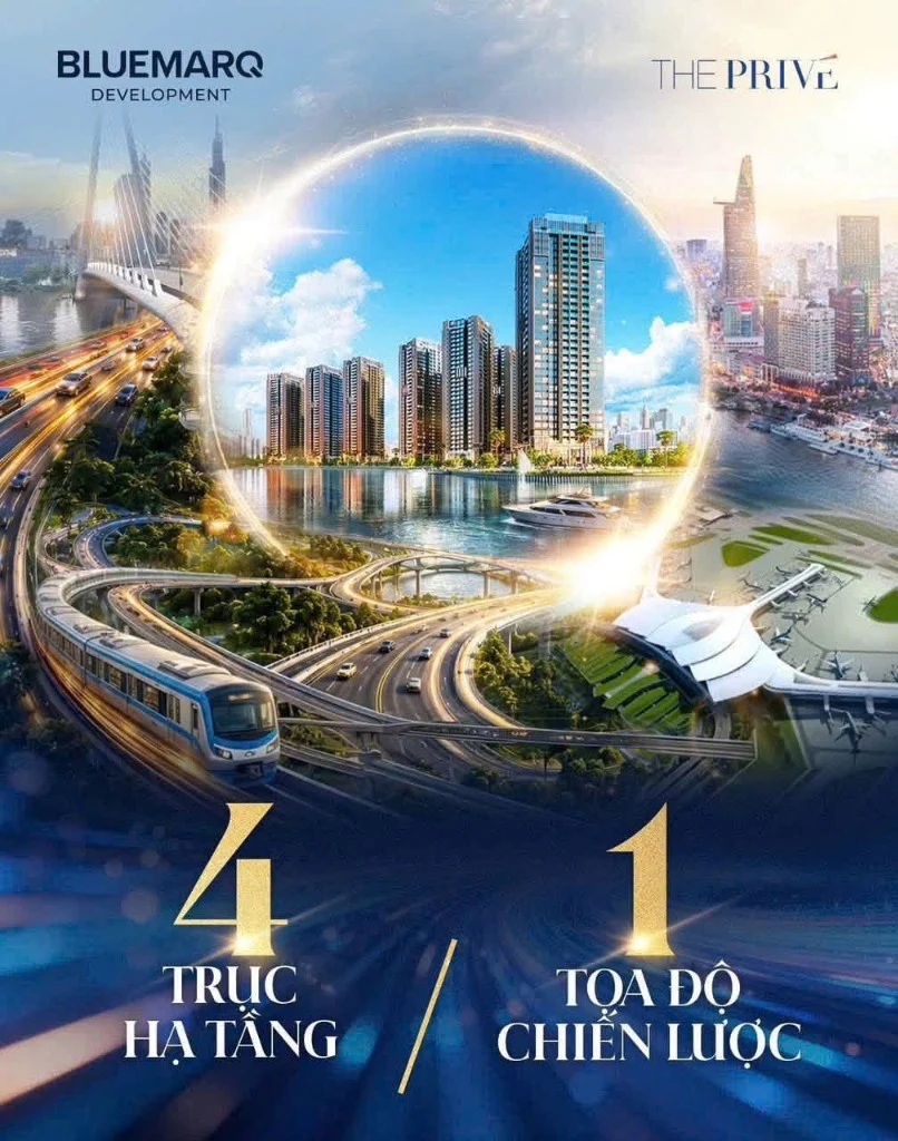 Bản đồ vị trí chiến lược 4 trục hạ tầng dự án The Privé Nam Rạch Chiếc