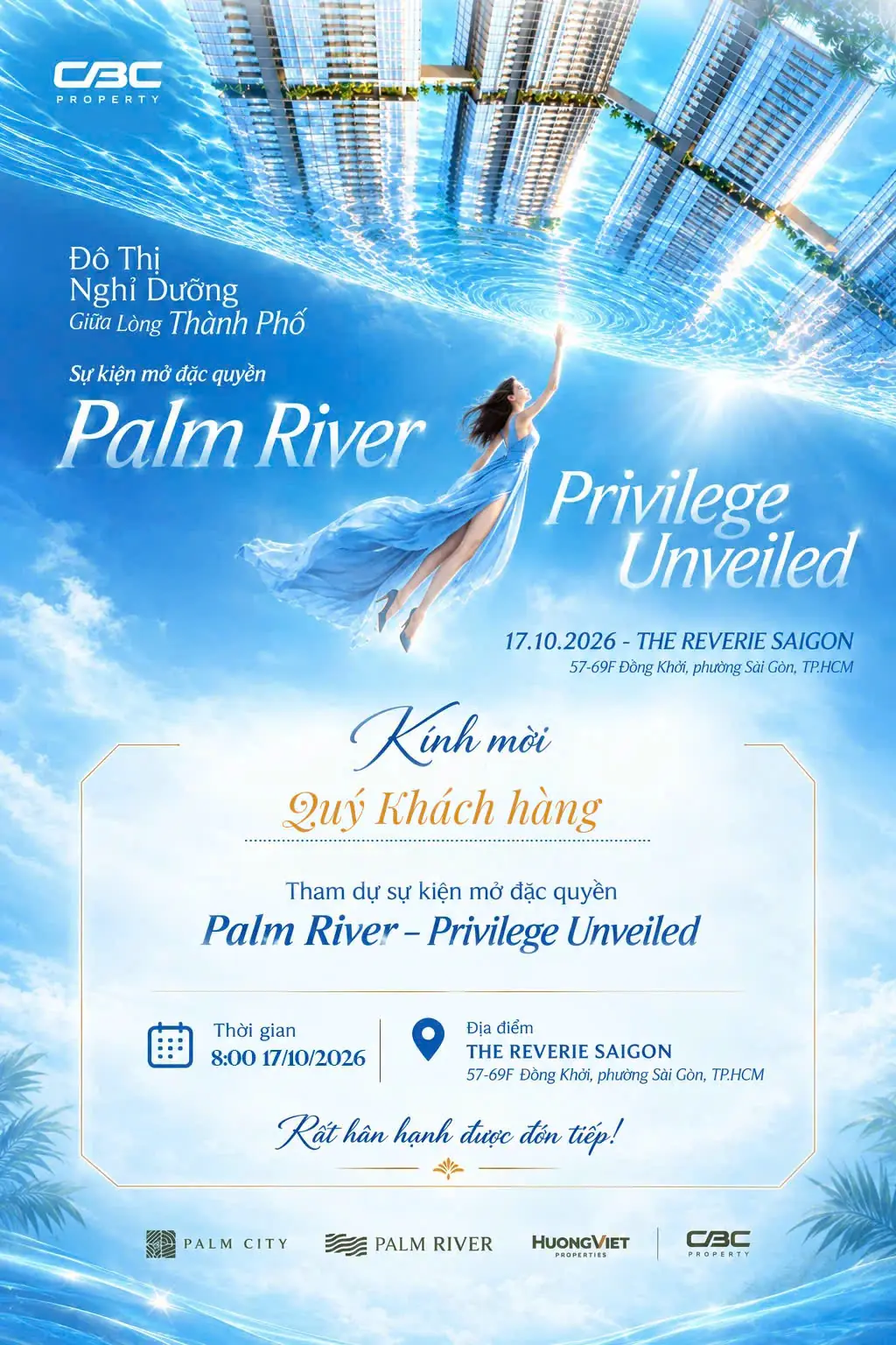 Thiệp mời mở bán Palm River ngày 17/10/2026 tại The Reverie Saigon