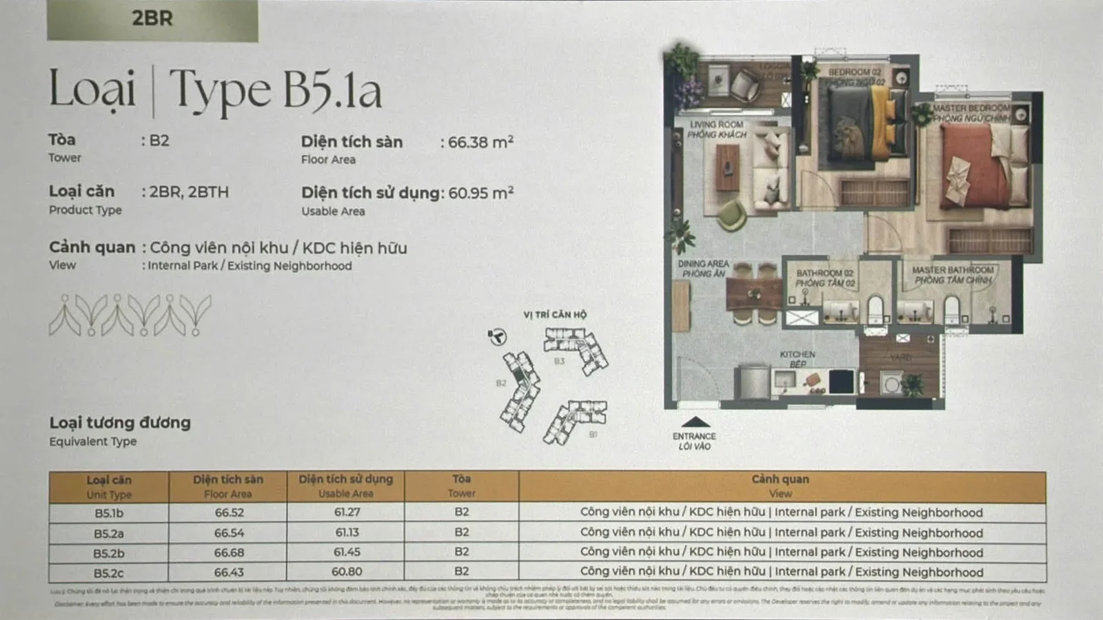 Giá bán Norton Park: Layout căn hộ 2PN B5.1a diện tích sàn 66,38 m²